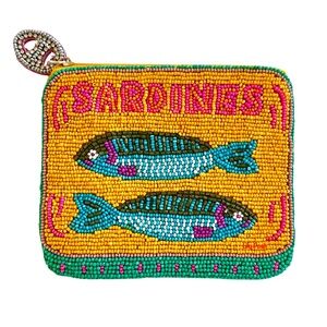 Beaded Sardine Bag, Sardines in Tin Can Coin Pouch, Lily Posh